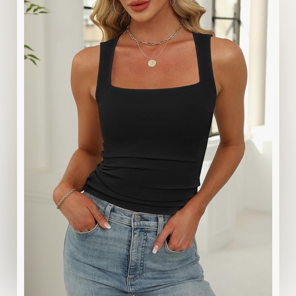 Elegant Black Ribbed Tank Top